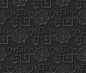 3D paper art pattern spiral geometry vine flower