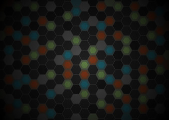 Black and colorful hexagons tech pattern design
