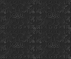 3D paper art pattern round spiral cross vine leaf