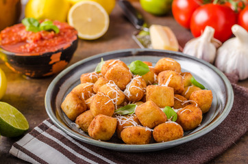 Golden fried mini croquette