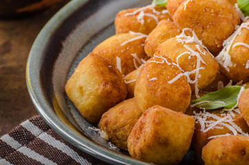 Golden fried mini croquette