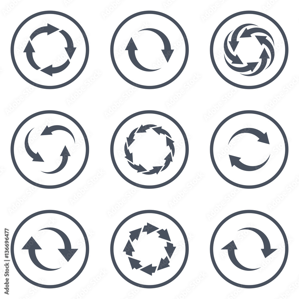 Poster set of arrows. vector reload arrows. rotation.