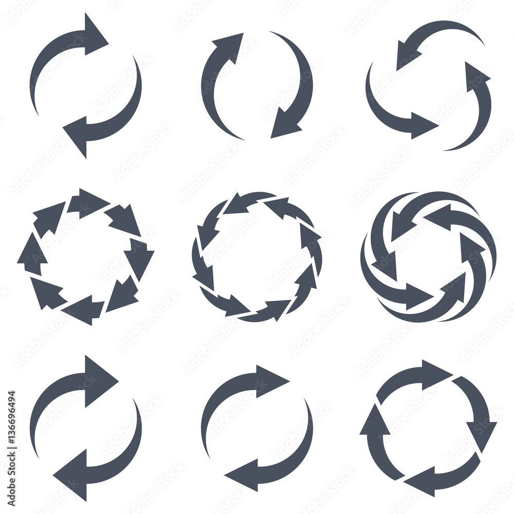 Poster set of arrows. vector reload arrows. rotation.