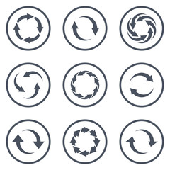 Set of arrows. Vector reload arrows. Rotation.