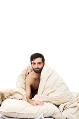 Obraz premium Man waking up in bed.