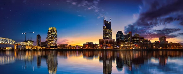 Foto auf Acrylglas Nashville skyline blue hour with stars © jdross75