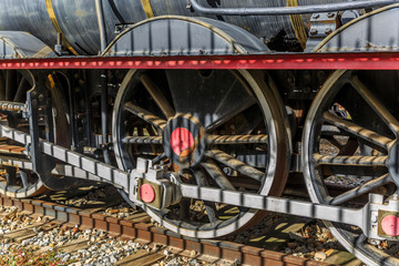 Three wheels of a locomotive