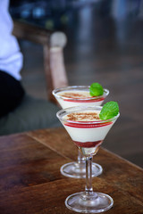 Italian dessert panacotta glass