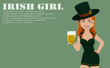 Portrait of Irish girl holding a glass of beer
