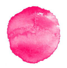 Colorful abstract watercolor circle with splashes and spatters. Modern creative watercolor background for trendy design.