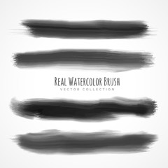 black real watercolor brushes set