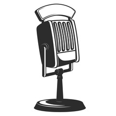 vintage microphone icon isolated on white background. Design ele
