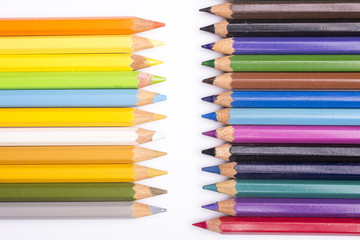 close up of various color pencils