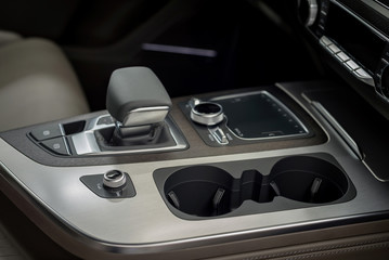 Fototapeta premium New car automatic transmission. Interior detail.
