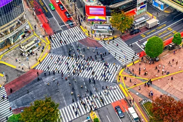 Gardinen Luftaufnahme von Shibuya District und Shibuya Crossing, Tokio. © Luciano Mortula-LGM