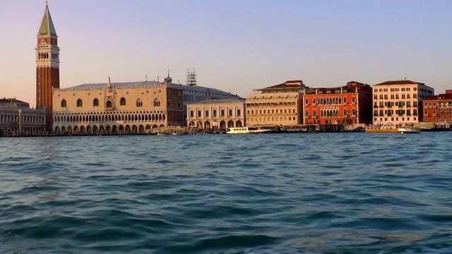 boat trip on the venetian lagoon with view to marco square