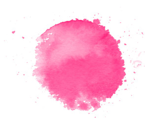 Colorful abstract watercolor circle with splashes and spatters. Modern creative watercolor background for trendy design.