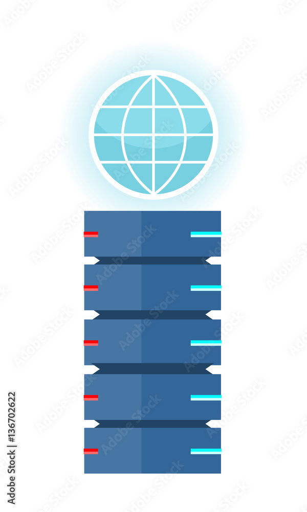 Poster internet server vector concept in flat design