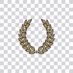 Gold Wreath Icon isolated on transparent background. Laurel Wreath Icon. Vector Illustration.