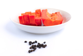 Ripe papaya on plate