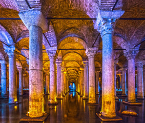 The Basilica Cistern, (Yerabathan), Istanbul, Turkey. - obrazy, fototapety, plakaty