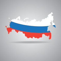 Russia vector map silhouette. flag colors on a white background.
