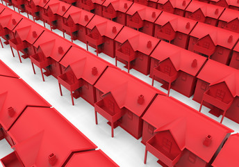 Naklejka premium 3D concept - row of red houses