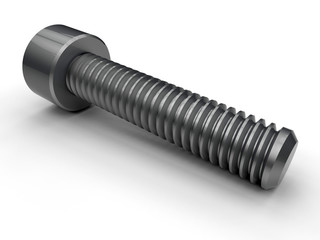 3D render illustration of a threaded screw.