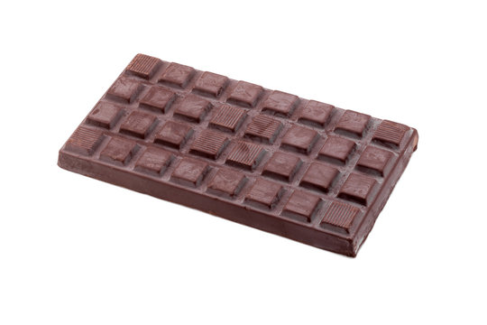 dark chocolate bars isolated on white background.
