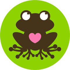 Cartoon Love Heart Frog Silhouette Graphic Icon