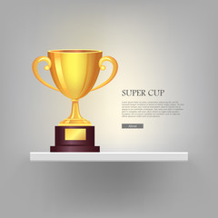 Super Golden Cup with Two Handles Pink Background.