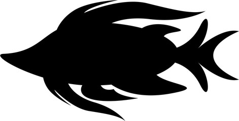 Cute Cartoon Tropical Fish Silhouette