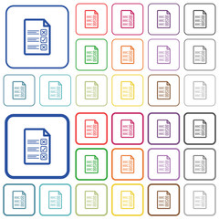 Questionnaire document outlined flat color icons