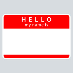 Red Name Tag My Name Is