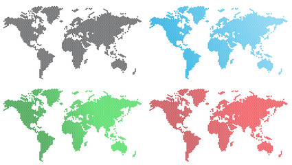Fototapeta premium Vector set of world maps
