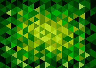 Vector geometric background, mosaic on glass with light in green