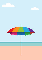 Obraz na płótnie Canvas Vector abstract umbrella on the beach, summer background concept