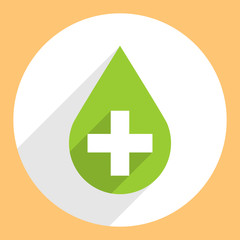 Obraz premium Green Drop Icon First Aid Sign Circle Shape