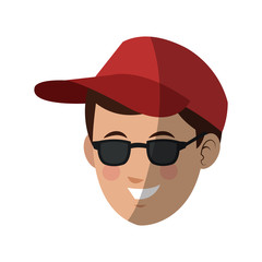 man wearing cap and sunglasses over white background. colorful design. vector illustration