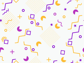 Memphis seamless pattern. Geometric elements memphis in the style of 80's. Vector illustration.