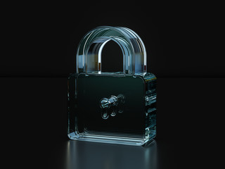 Glass padlock symbol