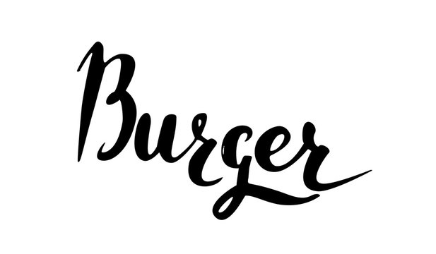 Vector handwritten brush script. Black letters isolated on white background. Burger