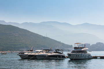 Boat trip along the Budva riviera at summertime. Montenegro. Balkans, Adriatic sea, Europe.