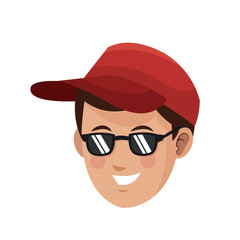 man wearing cap and sunglasses over white background. colorful design. vector illustration