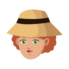 woman wearing a hat over white background. colorful design. vector illustration