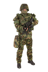 Armed soldier isolated on white background