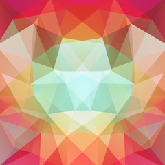 Background made of green, orange, red, white triangles. Square composition with geometric shapes. Eps 10.
