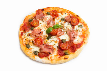 Pizza with baked ham
