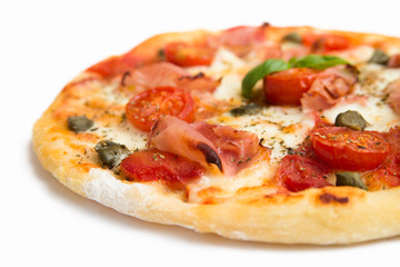 Pizza with baked ham