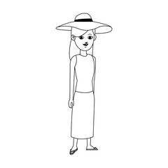 woman wearing a hat over white background. vector illustration